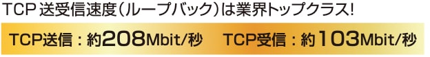 TCP送受信速度(ループバック)は業界トップクラス!