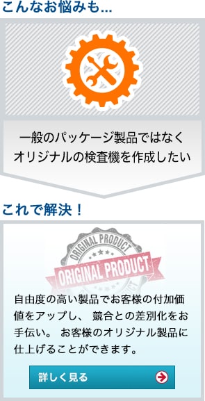一般のパッケージ製品ではなく、オリジナルの検査機を作成したい